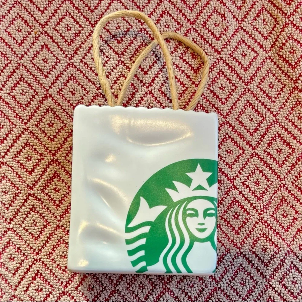 Retired Starbucks White ceramic gift card holder mini bag - Picture 1 of 8